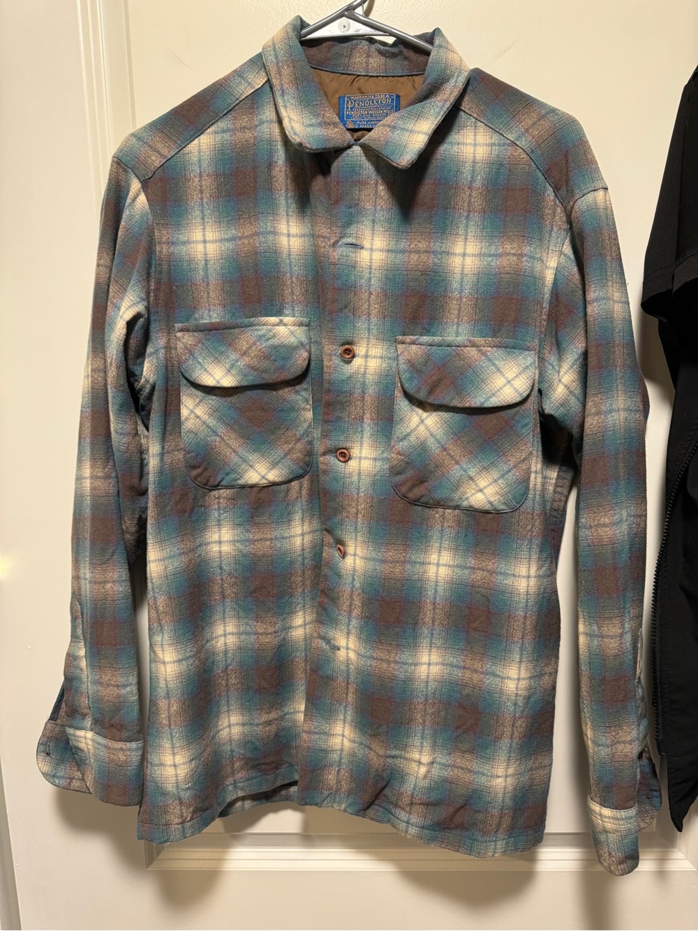 Pendleton Teal and Cream Plaid Shirt Jacket